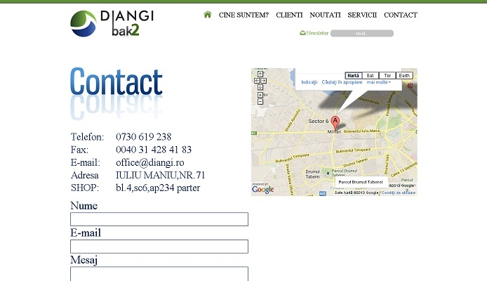 Dezvoltare site de prezentare - Diangi - layout site, contact.jpg